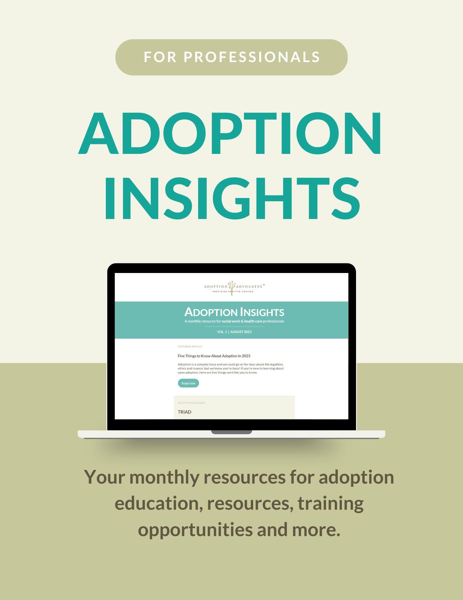 Flyer for Adoption Insights newsletter for social workers and nurses