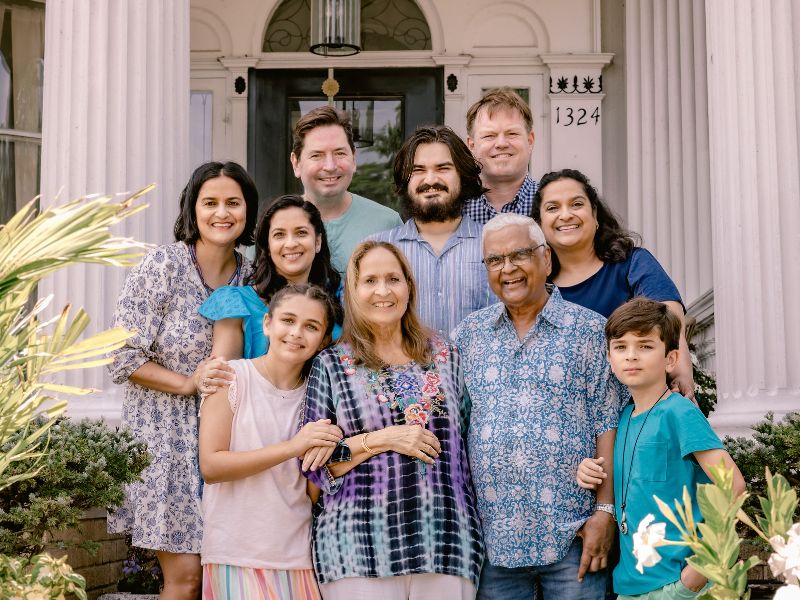 Adoptive mom Alyah with her family, including her parents, sisters, nephews and niece