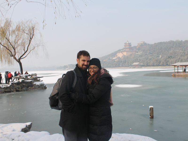 Vic and Russell on a snowy day in China