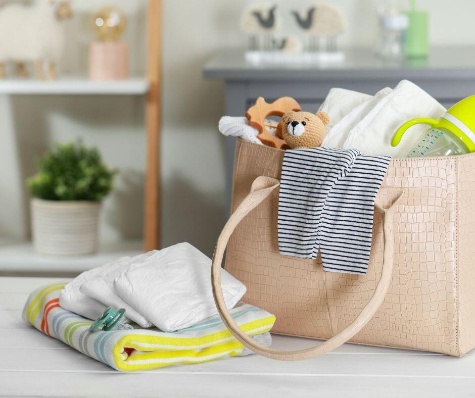 diaper bag and baby supplies