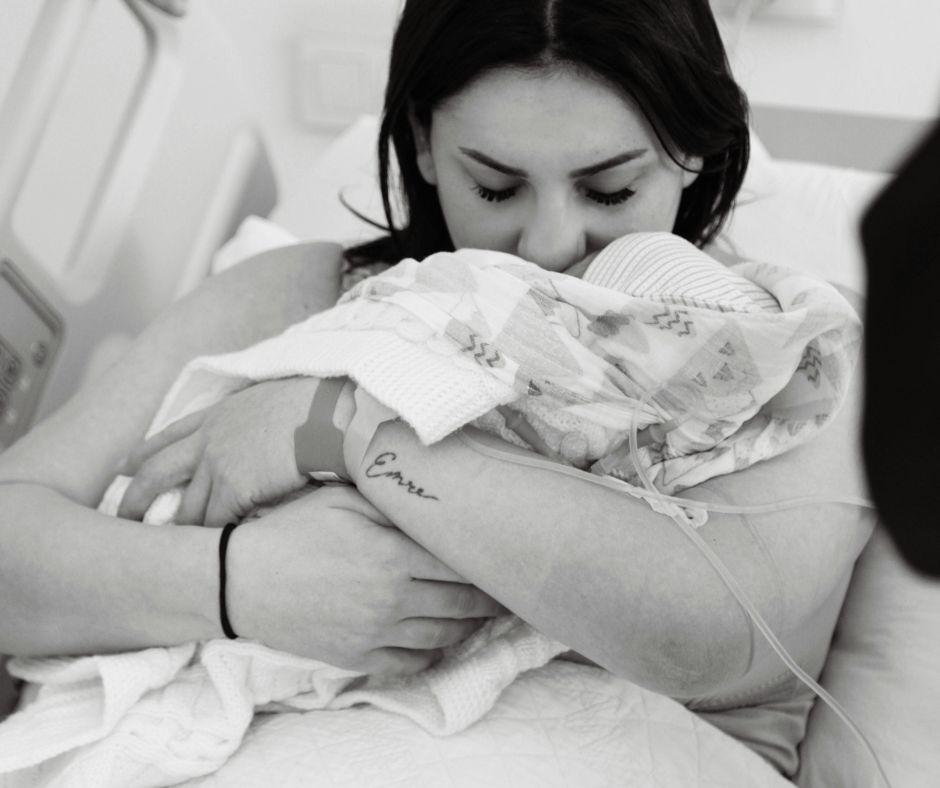 Women deciding to give her newborn up for adoption at the hospital