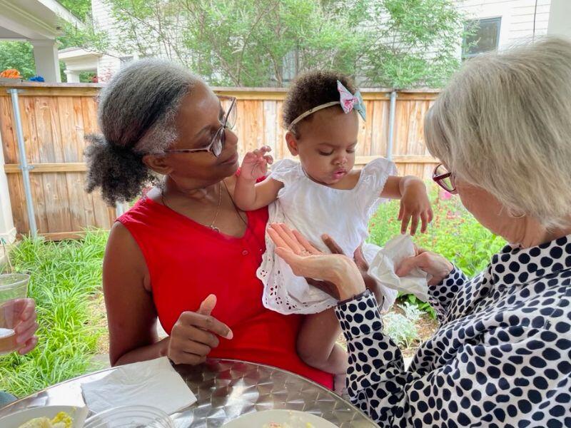 Adopted girl with grandmothers