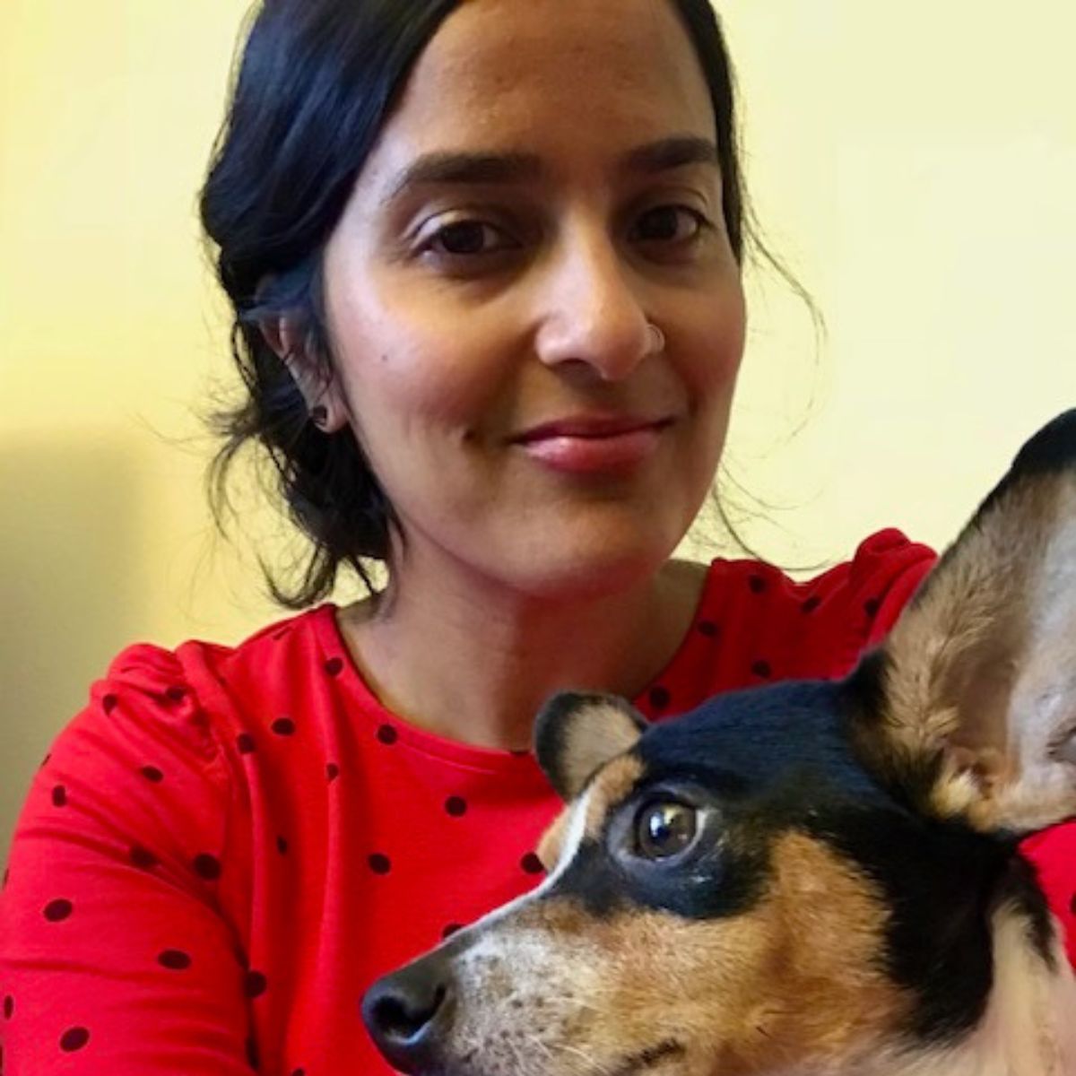 Alyah, single woman looking to adopt in Texas, with her rat terrier Cash